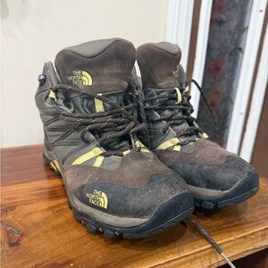 The North Face Brown & Olive Trail Hiking Boots with Yellow Accents